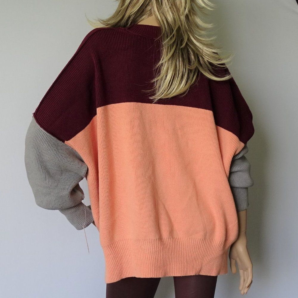 Free People Easy Street  Color Block Sweater New - Picture 3 of 3